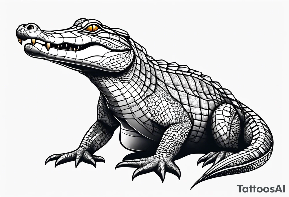 Full body Caiman with tail leg tattoo tattoo idea