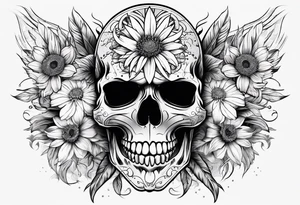 skull and aster tattoo idea