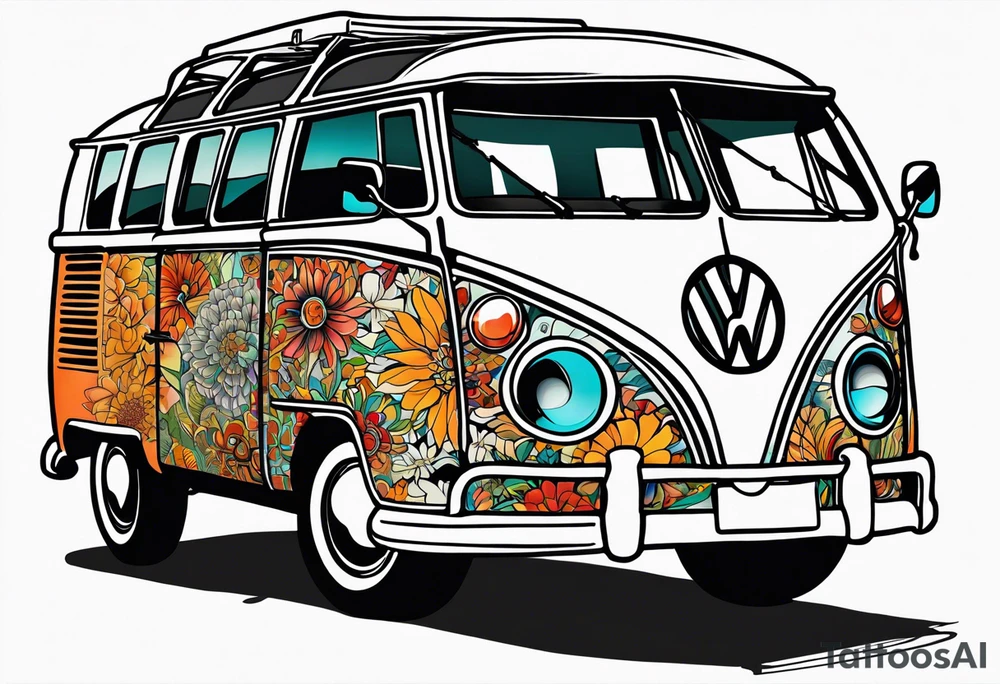 1967 21 window vw bus ragtop tattoo idea