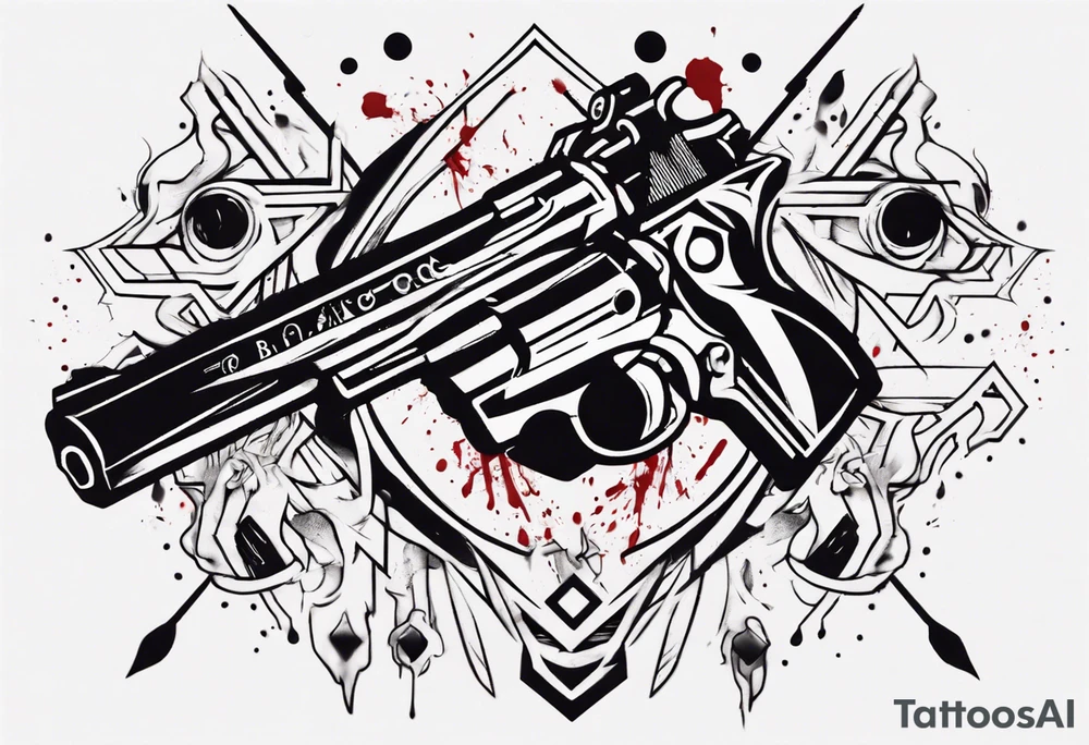 gun with blood tattoo idea