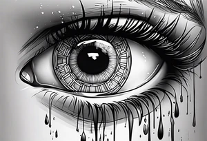 Realistic eye crying tears tragedy and death tattoo idea