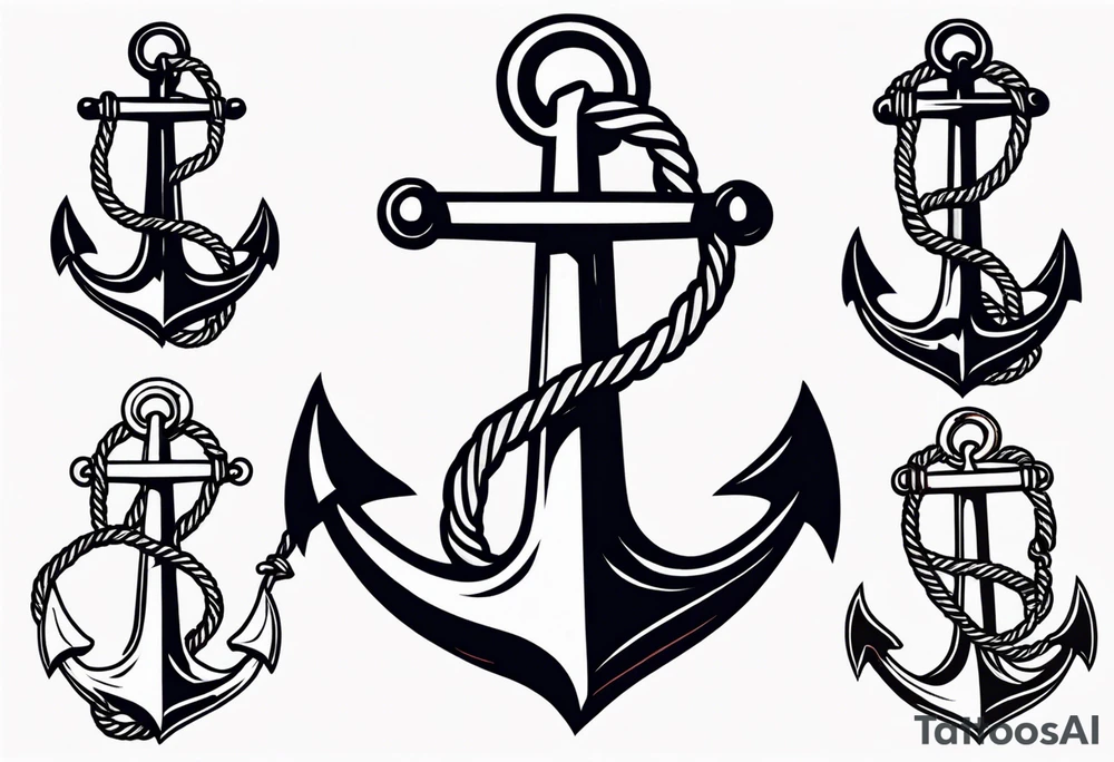 old school anchor with rope wrapped around anchor and banner across anchor tattoo idea