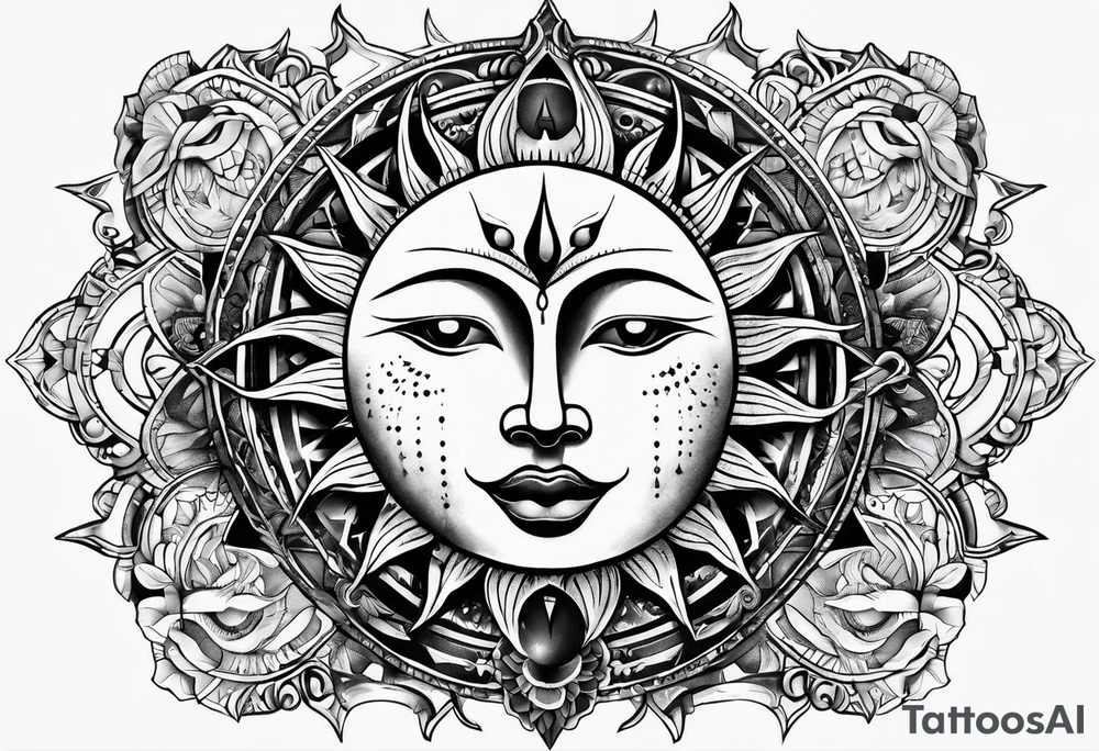Sun and moon tattoo idea