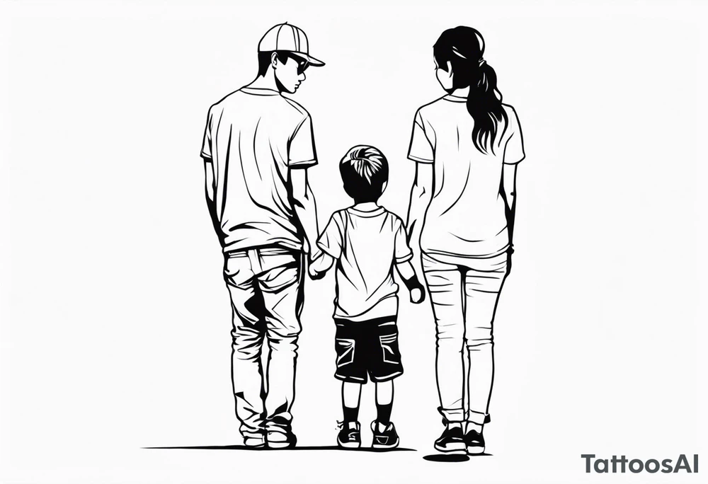 My daughter and younger son standing together tattoo idea