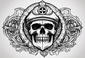 half anchor half helm
simple lines
no skulls tattoo idea