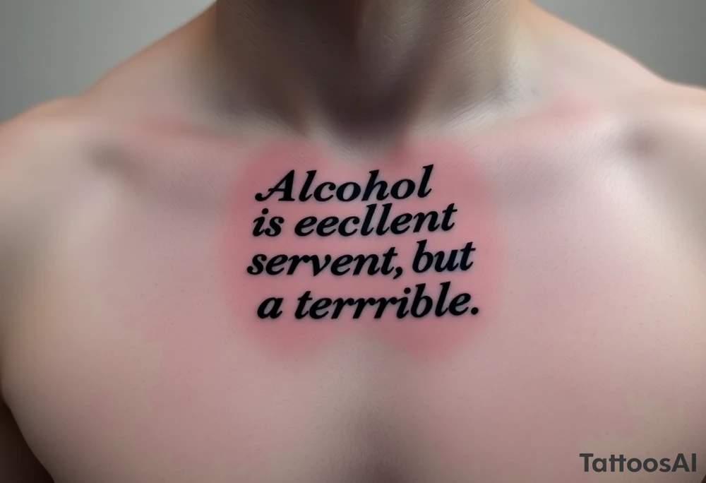 Alcohol is an excellent servant, but a terrible master tattoo idea