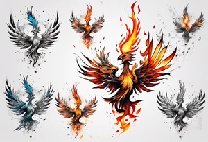 Phoenix bursting out of ashes tattoo idea