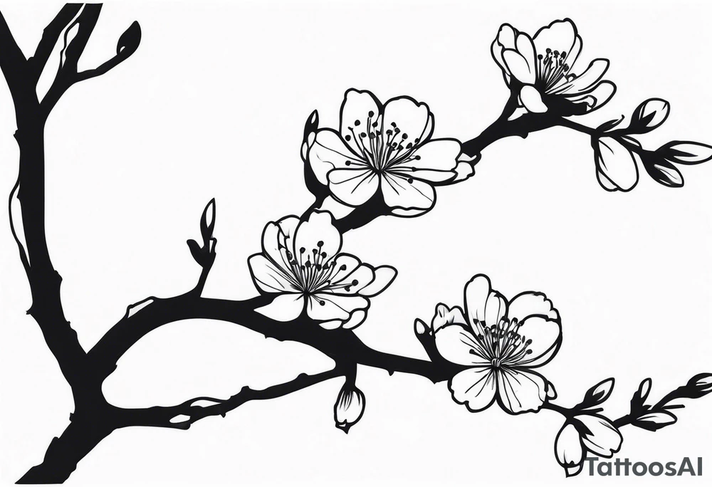 cherry blossom branch going from shoulder to wrist, wrap around bicep tattoo idea