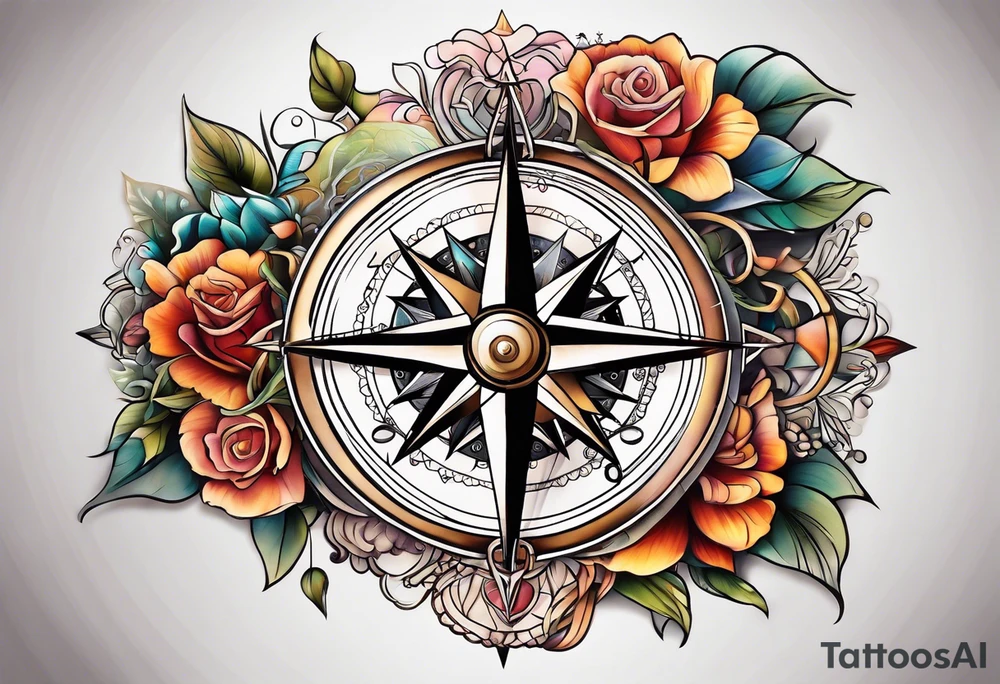 Feminine compass tattoo idea