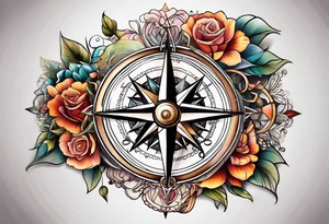 Feminine compass tattoo idea
