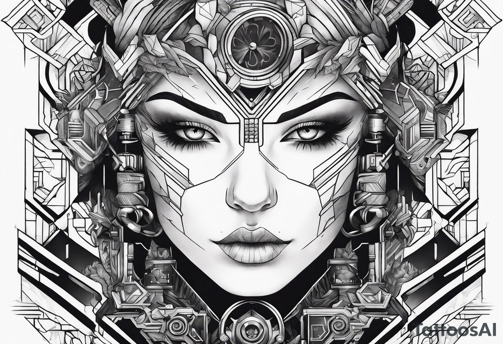 fine line. cyberpunk tattoo idea