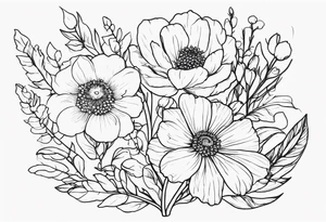 November birth flower and July birth flower in a bouquet tattoo idea