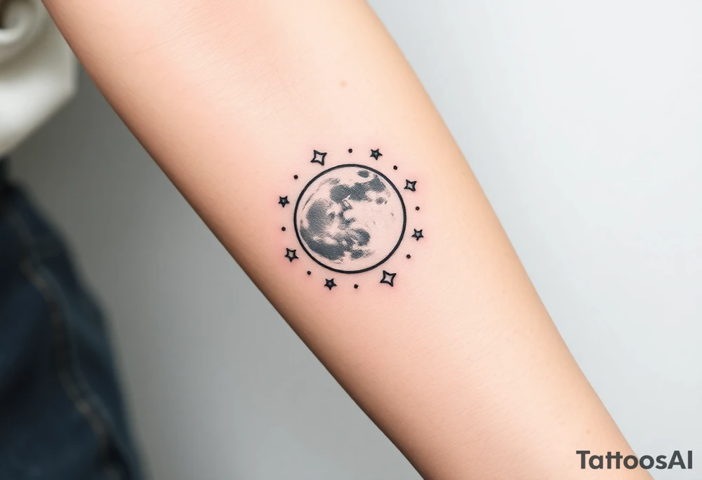 Moon and stars tattoo idea