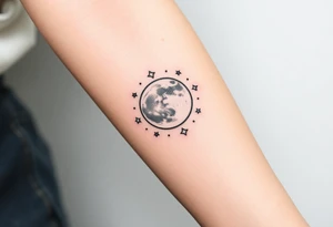 Moon and stars tattoo idea