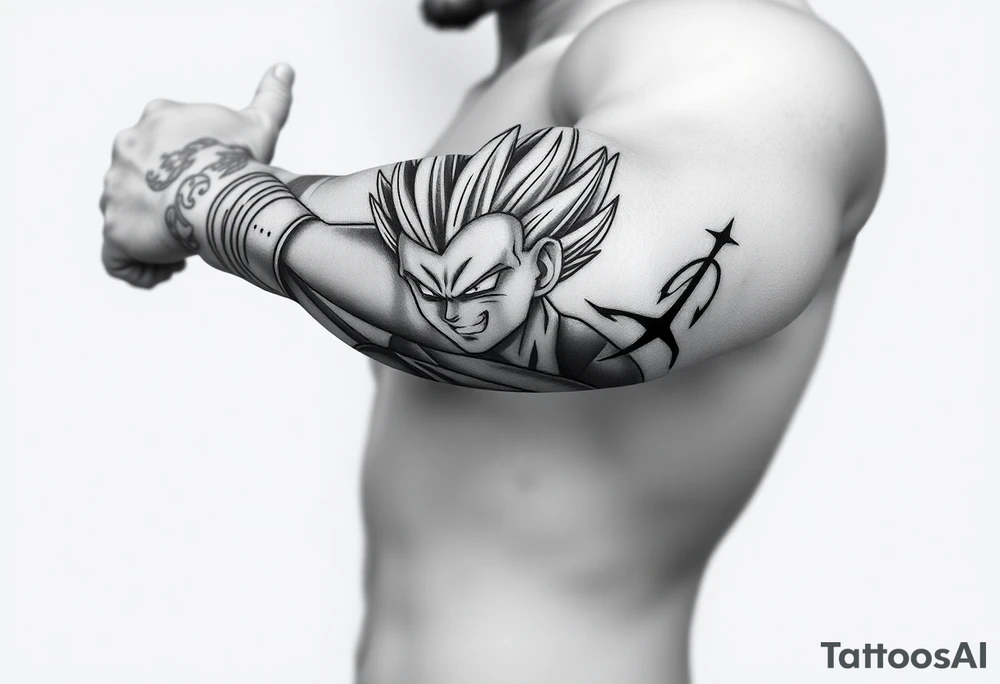 Vegeta with 3 star dragon ball tattoo idea