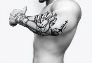 Vegeta with 3 star dragon ball tattoo idea