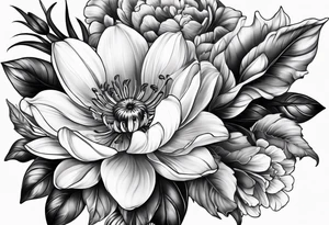 Extremely hyper realistic flowers tattoo idea