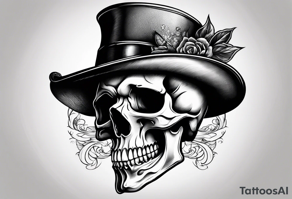 Skull with hat tattoo idea