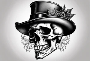 Skull with hat tattoo idea