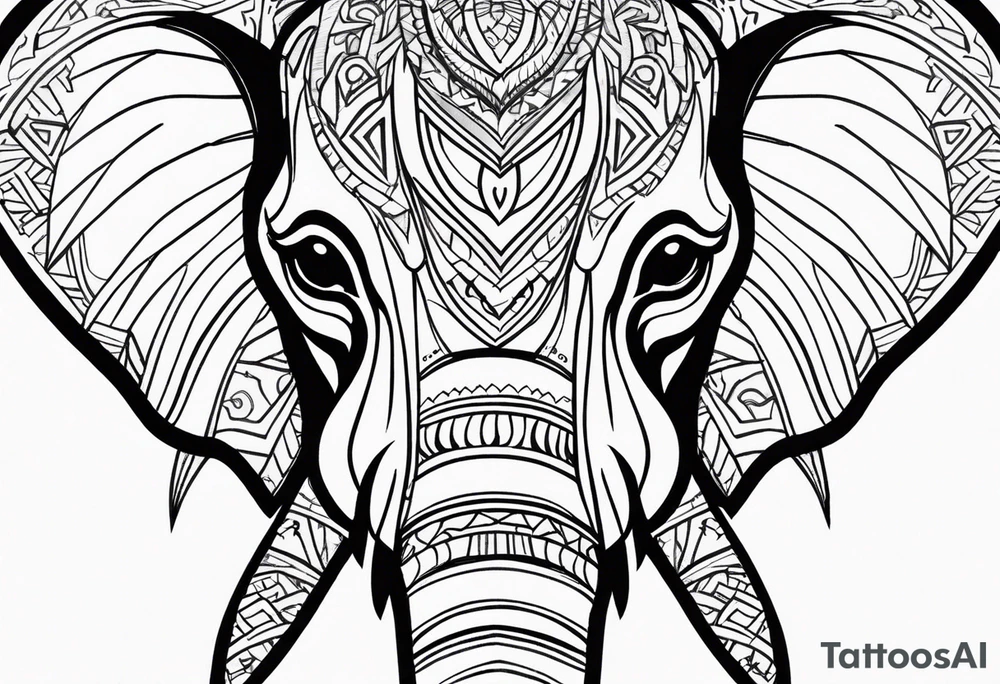 Tribal elephant face with patterns tattoo idea