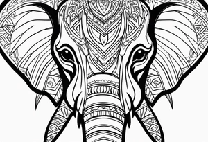 Tribal elephant face with patterns tattoo idea