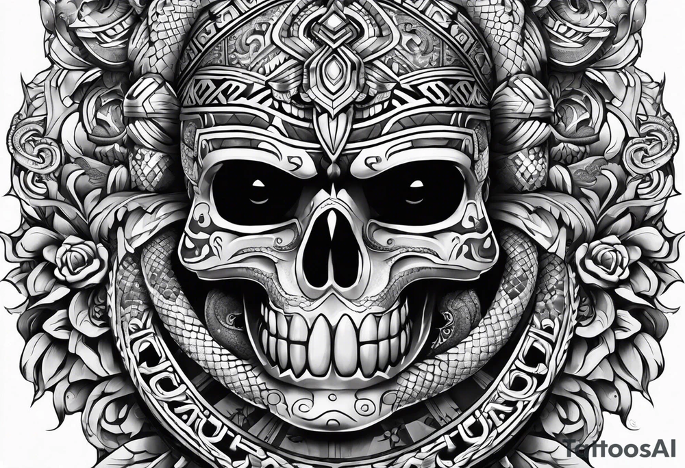 aztec snake sleeve tattoo idea