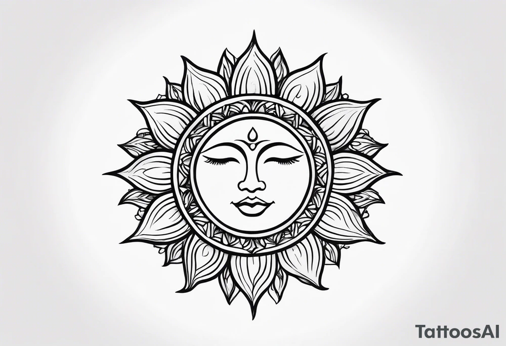 Feminine and simple sun also unique tattoo idea