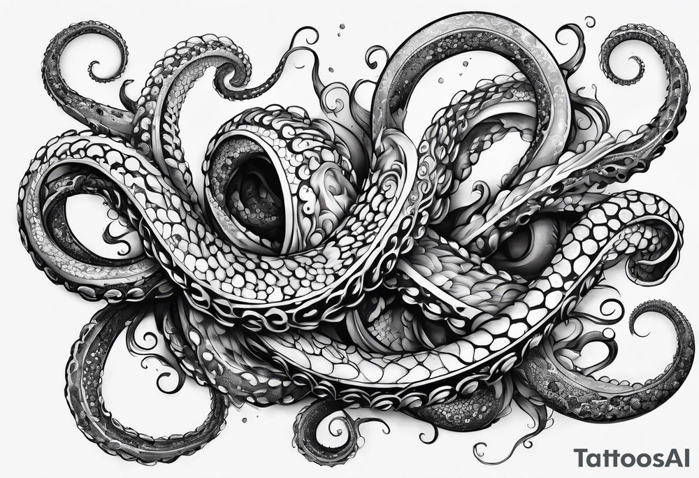 three outstretched tentacle tattoo idea