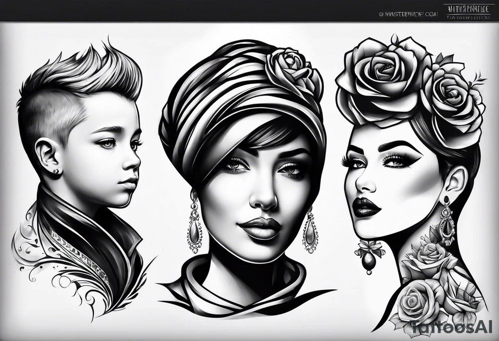 Mom with son and daughter tattoo idea