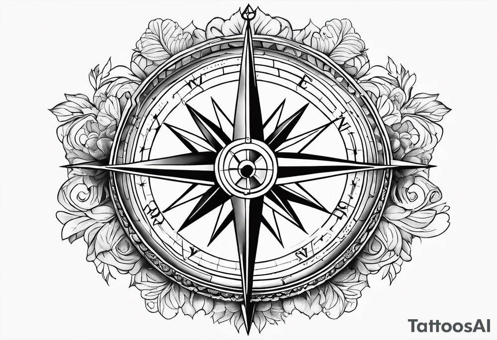 Feminine compass tattoo idea