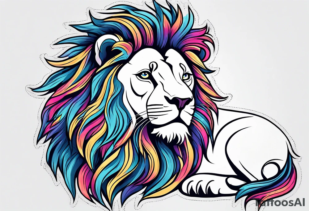 Simple line lion design tattoo idea