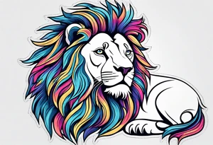 Simple line lion design tattoo idea