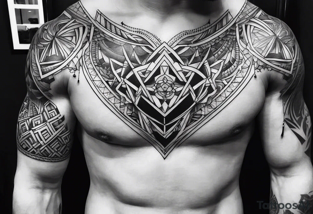 draw a tattoo in chest and shoulder tattoo idea