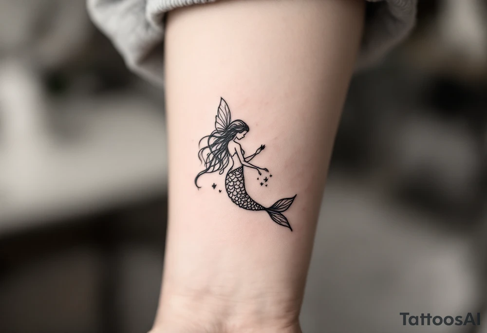mermaid and fairy small tattoo idea