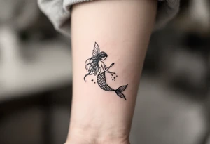 mermaid and fairy small tattoo idea