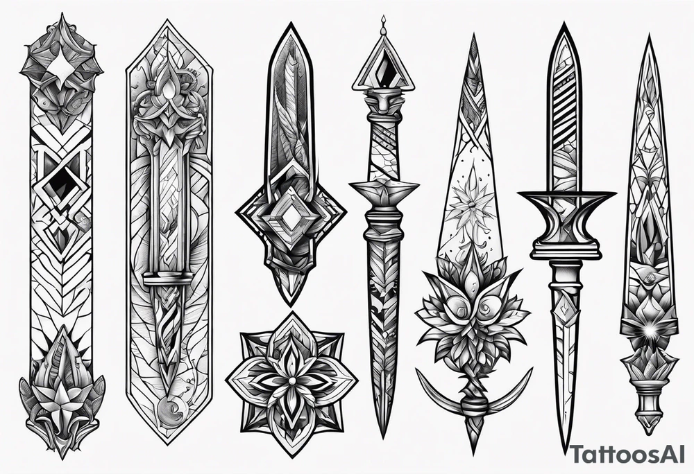 Variety of daggers flash sheet tattoo idea