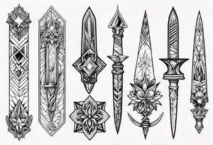 Variety of daggers flash sheet tattoo idea