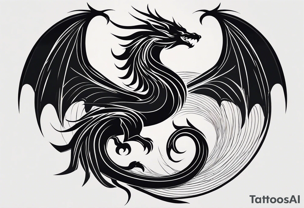 For a Gen Z-inspired dragon and phoenix tattoo, think of a clean, minimalist design that combines symbolism with bold, sleek lines. Imagine a dragon and phoenix spiraling together in a yin-yang-inspired layout. The dragon has a slightly abstract, modern shape, with sharp, flowing lines to show power, resilience, and wisdom, while the phoenix is rendered with sweeping curves and minimal detailing, symbolizing rebirth, growth, and transformation.

Both creatures should interact harmoniously, representing balance and duality. To keep it meaningful, focus on line work rather than intricate shading—clear, open spaces allow the tattoo to feel light and energetic. Adding small symbols, like stars or a faint galaxy backdrop, can enhance the "rising from ashes" and "strength through challenge" themes. This design will appeal timelessly while resonating with Gen Z’s love for symbolism and simplicity. tattoo idea