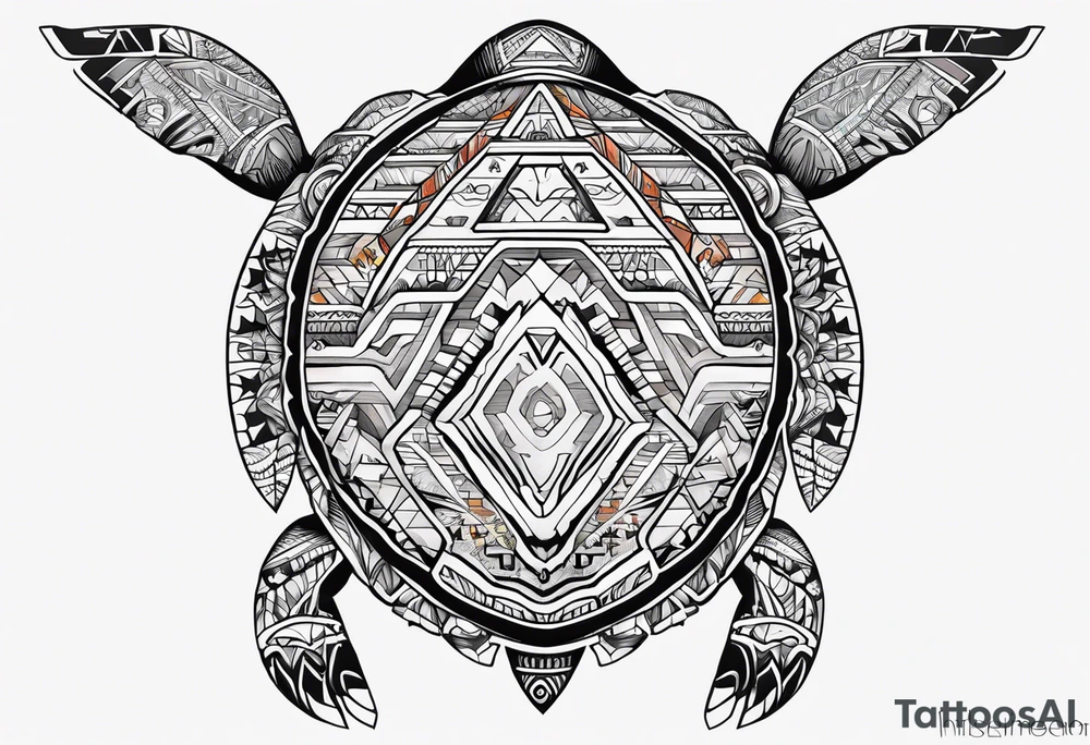 native american turtle with the name sam incorporated into thje shell design tattoo idea