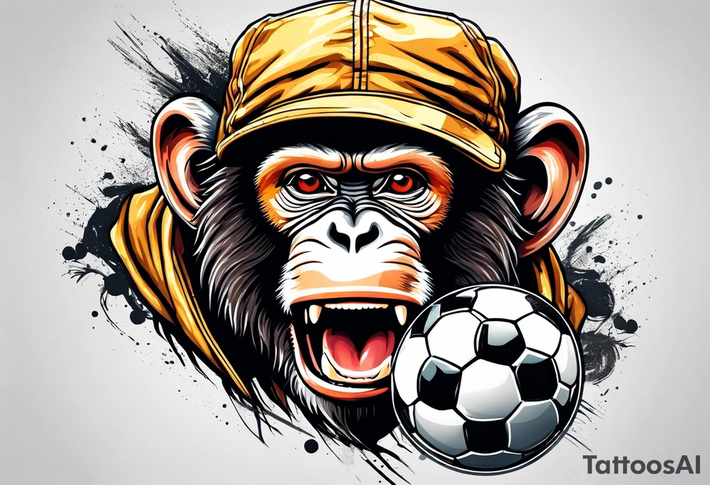 monkey celebrating soccer goal tattoo idea
