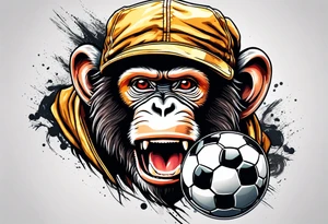 monkey celebrating soccer goal tattoo idea