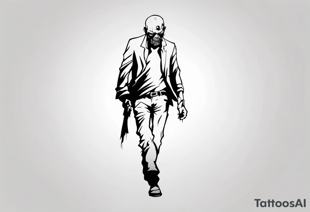 zombie walking tattoo idea