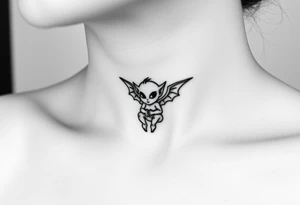 Misfit tiny goblin with wings tattoo idea