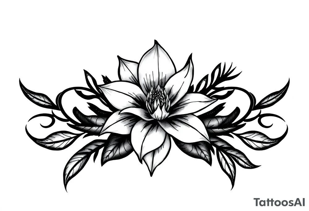 State or louisiana with magnolia flower in tooled leather tattoo idea