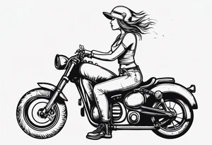 Girl riding motorcycle drinking a beer tattoo idea