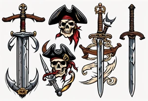 A pirate sword in American traditional style for a forearm tattoo idea