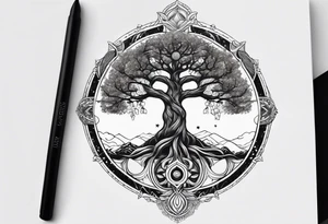 cosmic yggdrasil tattoo idea
