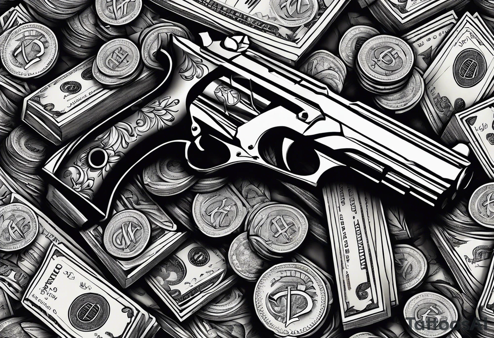 Money Withs Guns tattoo idea