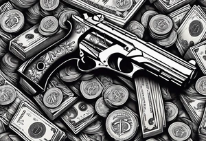 Money Withs Guns tattoo idea