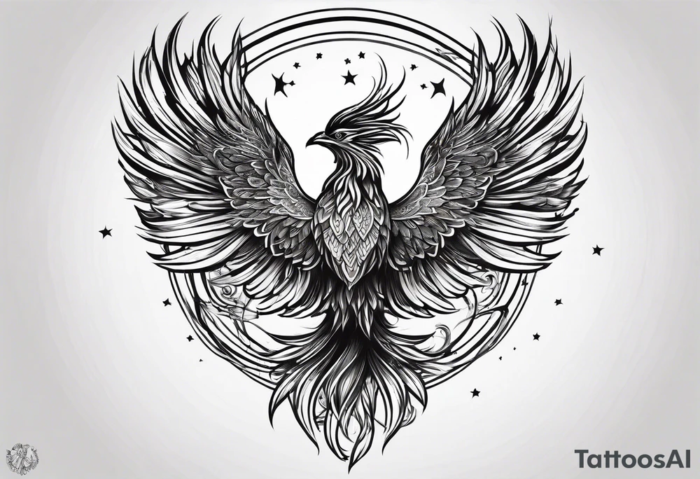 Small phoenix rising up. For mom memory. Little details tattoo idea